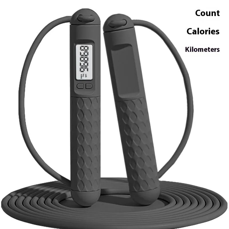 Skipping rope with bearings in various colours including black, green, navy blue, pink, purple, and peacock blue