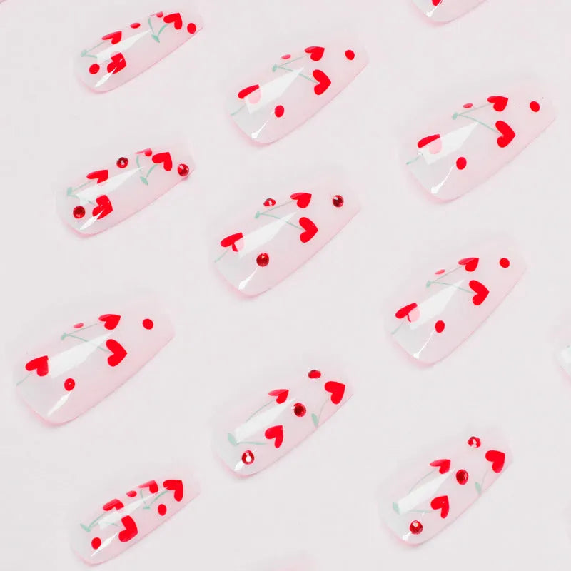 French Love Red Diamond Small Cherry nail art stickers JP1601 colour, 24 sheets with adhesive glue