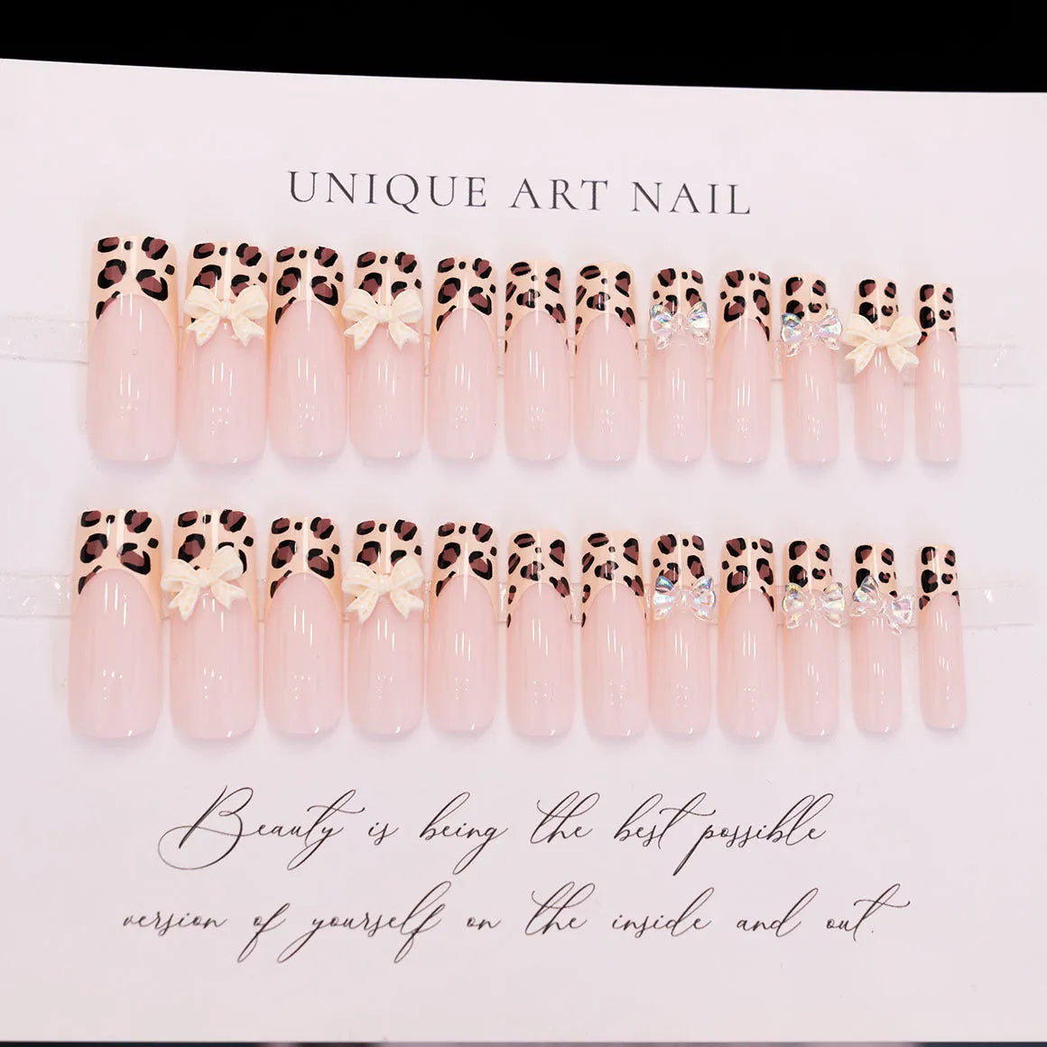 Leopard print butterfly design nail art stickers on a white background, WM296 colour.