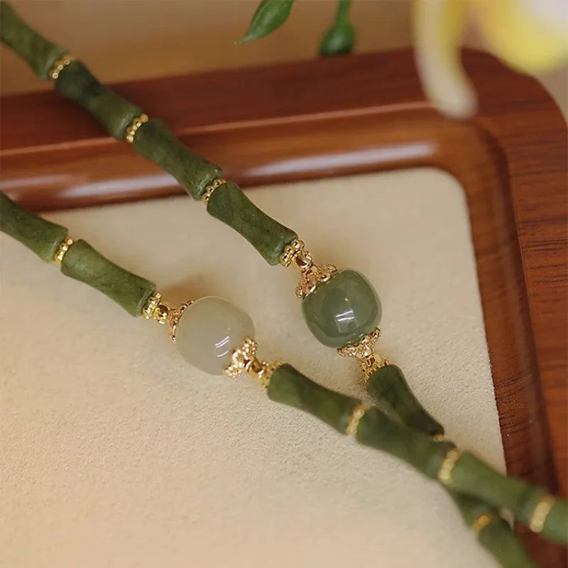 Hetian jade round bracelet for women, dark green colour, simple geometric style