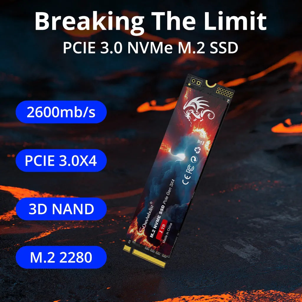 M.2 solid state drive for desktop computers with PCIe 3.0 interface and 80mm by 22mm dimensions