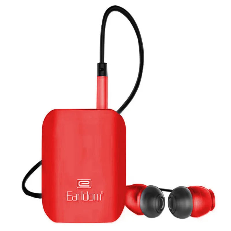 Black Bluetooth lavalier headphones with neckband design and earpieces