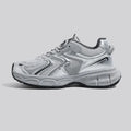 Spring platform casual sneaker in gray velvet with PU mesh upper, leather stitching, flat heel, and front lace-up closure