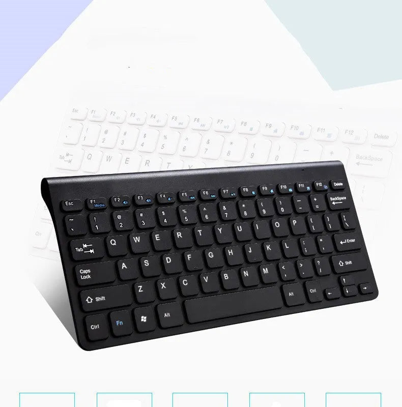 Black and white wireless keyboard and mouse set with 10-metre range