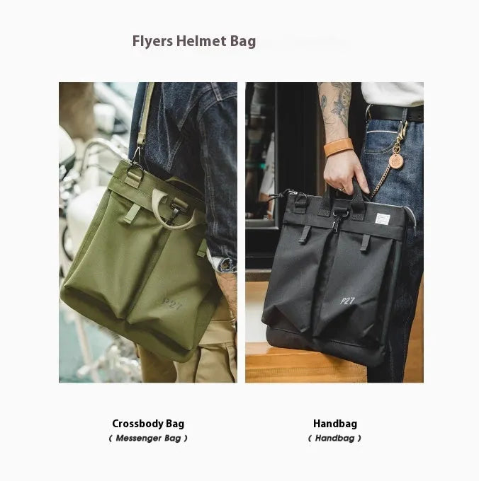 Marden Tooling retro canvas crossbody shoulder bag in military green or charcoal black showing internal phone compartment