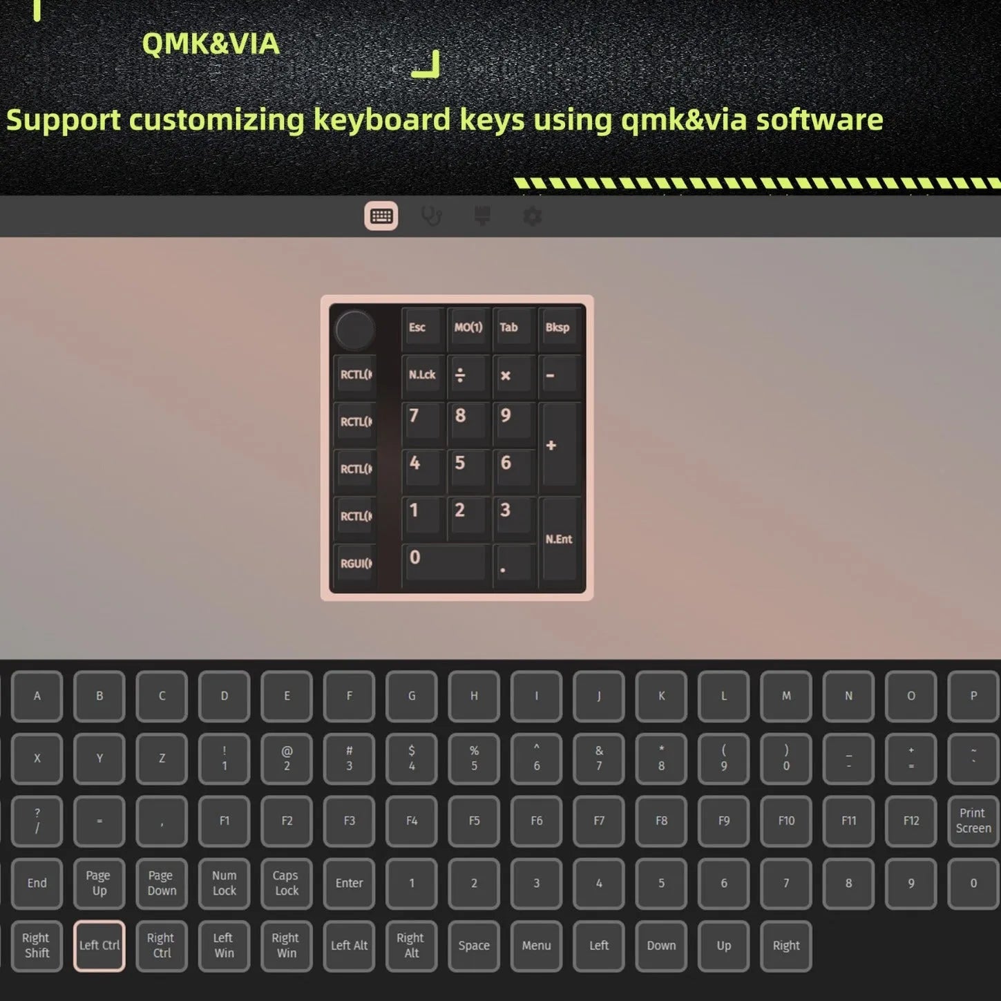 Wireless mechanical numeric keyboard with dedicated keypad in black colour