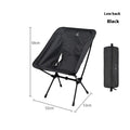 Lightweight aluminium alloy foldable moon chair with Oxford cloth seat in black for outdoor use