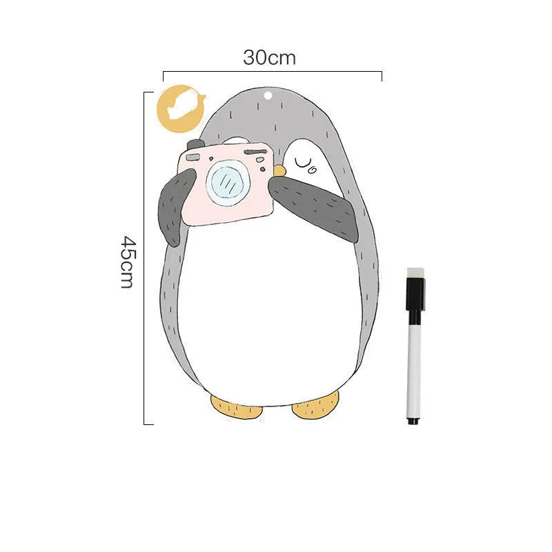 Nordic style penguin refrigerator message board with soft magnet backing, size 45cm x 30cm
