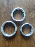 Set of three Wing Chun carbon steel training rings in small, medium, and large sizes with electroplated finish.