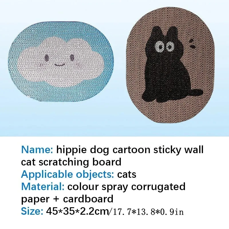 Blue Clouds cartoon cat scratching board made of natural sisal with sticky wall backing for furniture protection