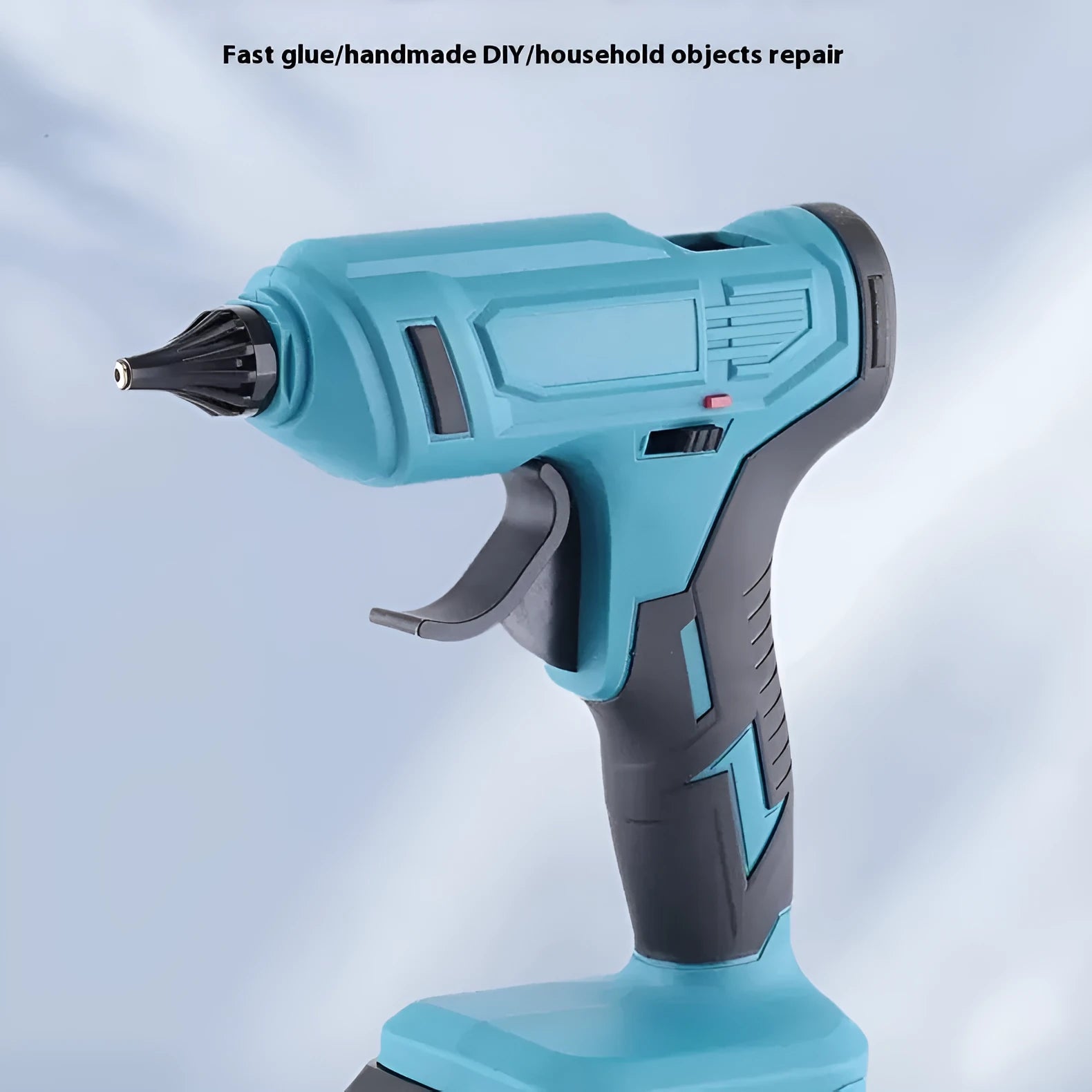 Bare metal rechargeable lithium hot melt glue gun with two batteries and 11mm glue sticks