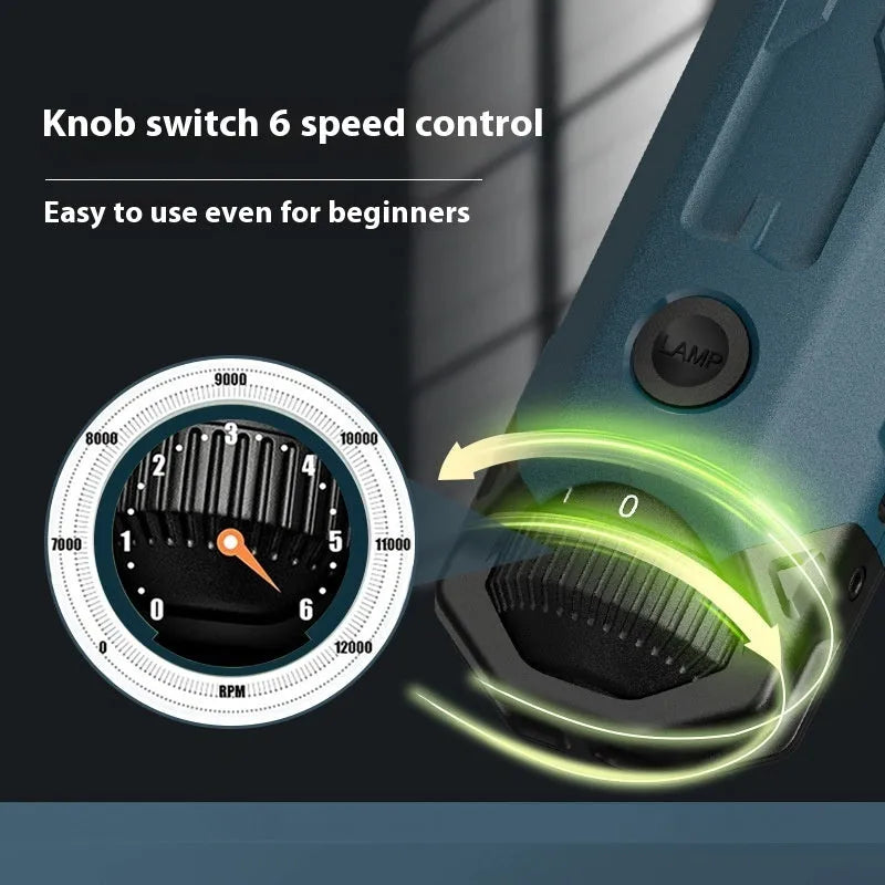 Pet 6-speed control nail piercing device in dark blue with LED light and fine grinding head