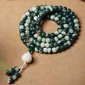 Bodhi root beads bracelet with floating flowers landscape pattern in 8x10mm size