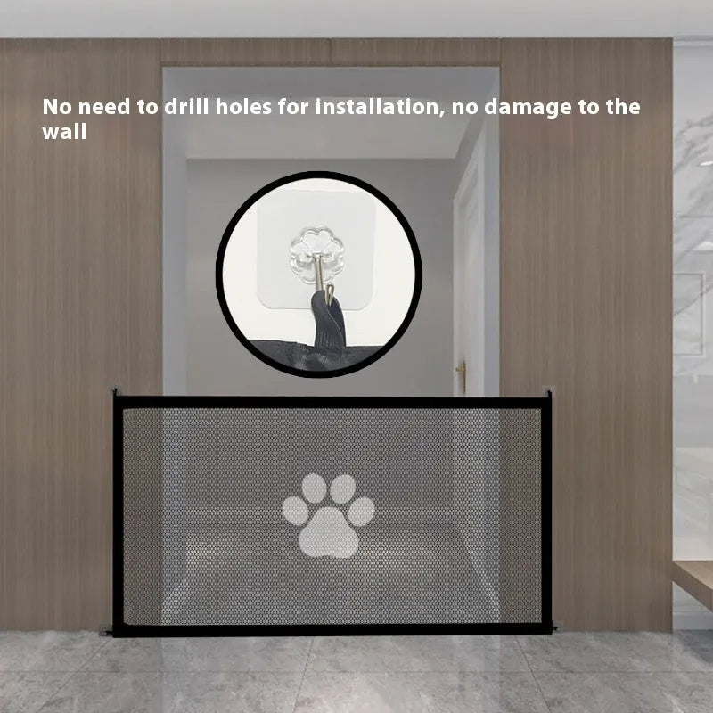 Portable folding dog barrier safety net fence with cloth material and plastic rod support