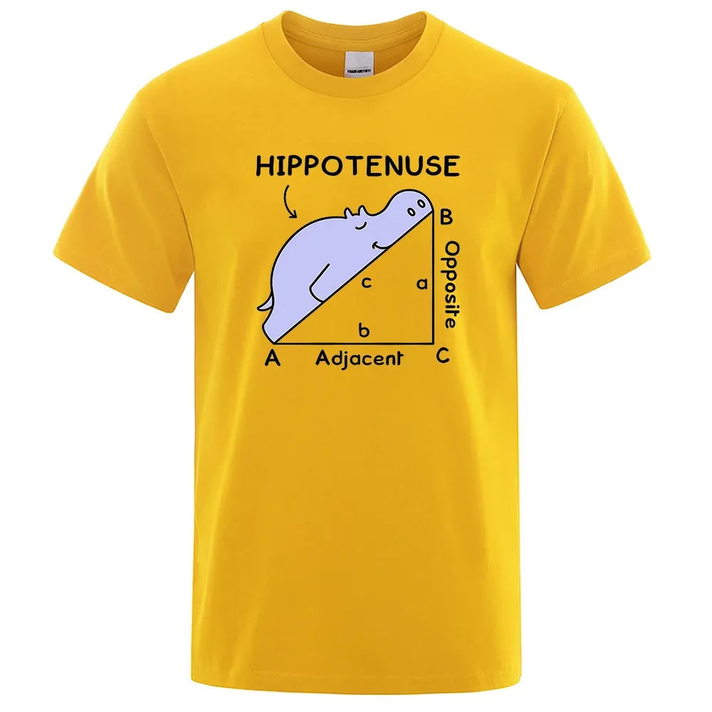 Hippotenuse Opposite Adjacent funny print on a loose fit cotton T-shirt in Army Green.