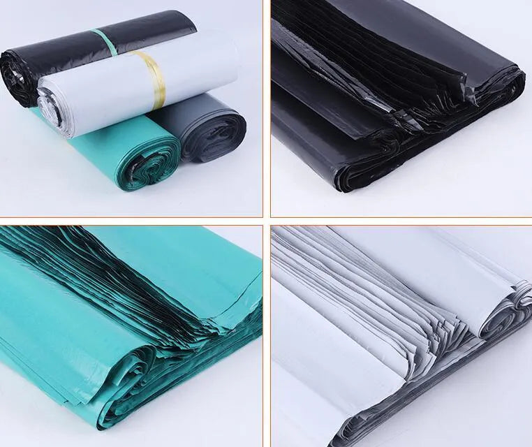 PE plastic courier bag with sticker seal, 100pcs bundle, available in multiple sizes and colours