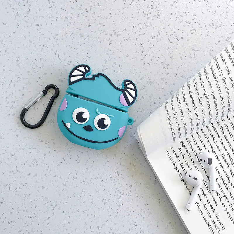 Green silicone case with cartoon animal print for AirPods 1 and 2 generation charging case