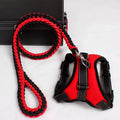 Dog leash chest strap saddle strap strong nylon breathable mesh filled sponge safety button black red camouflage