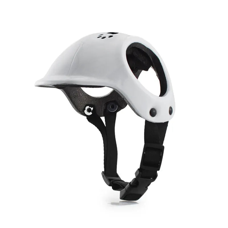 Plastic cycling hat helmet for small and medium dogs in black, white, and pink free size
