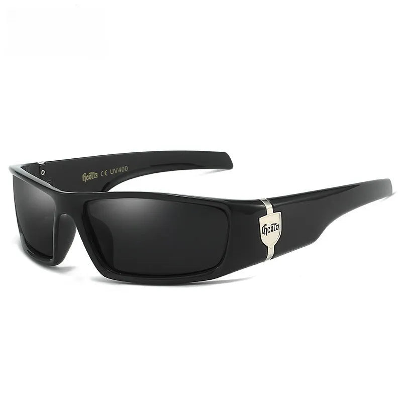 Bandit style West Coast hip hop polarized sunglasses with box frame in multiple colours