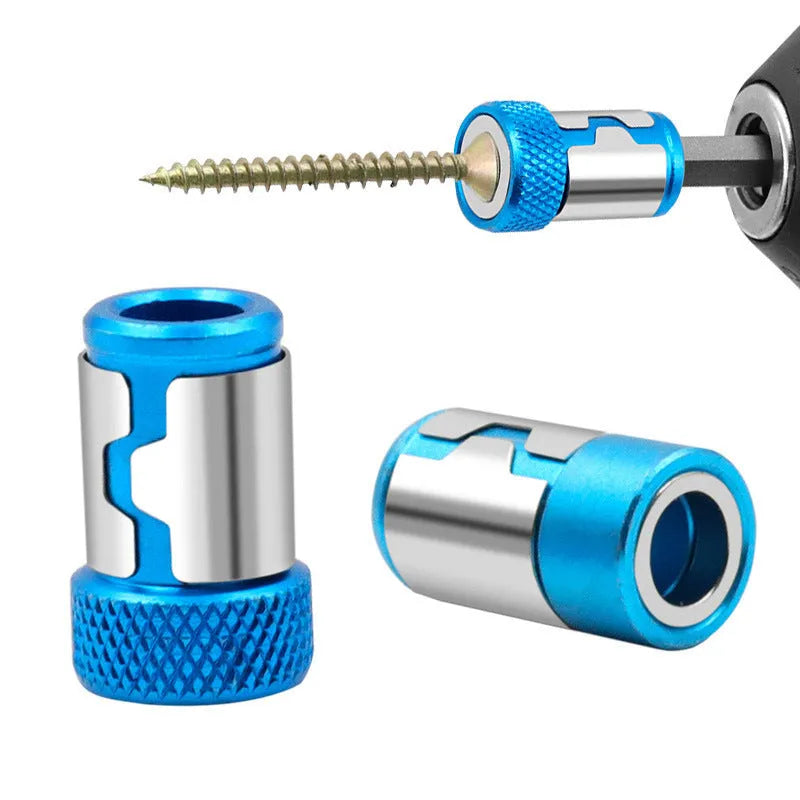 Light blue slotted screwdriver bit with magnetic ring for metric screwdrivers