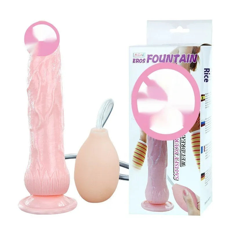 Flesh-coloured suction cup dildo showing strong base, 200mm long