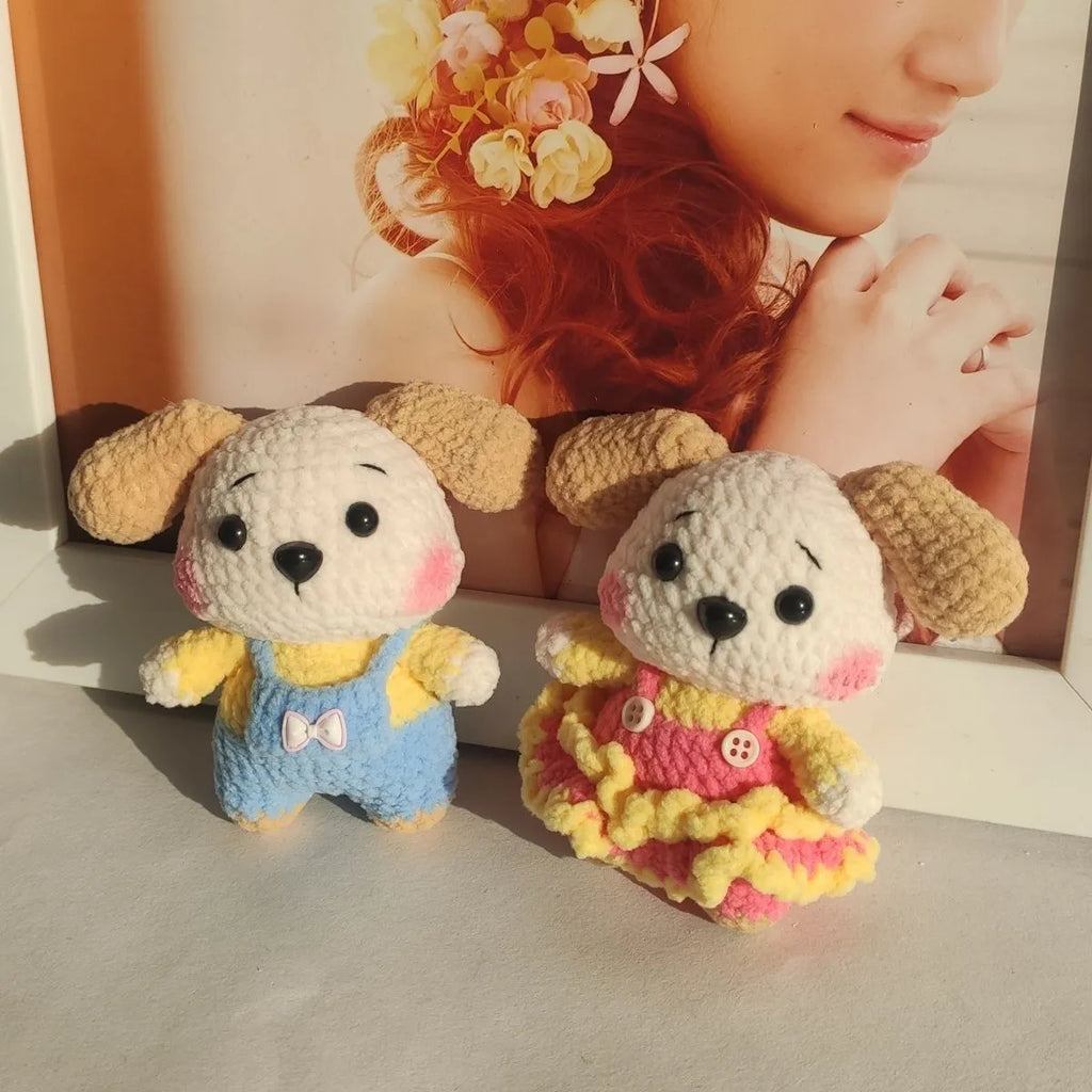 Wool zodiac dog pendant key chain in a pair style for couple matching gift