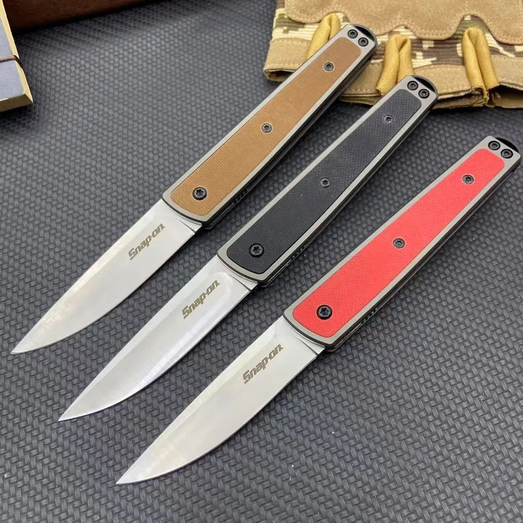 Folding fruit knife with stainless steel blade in black, coffee, or red colour options