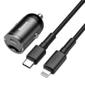 Baseus electro-optical grey 30W single USB car charger with 1 metre cable