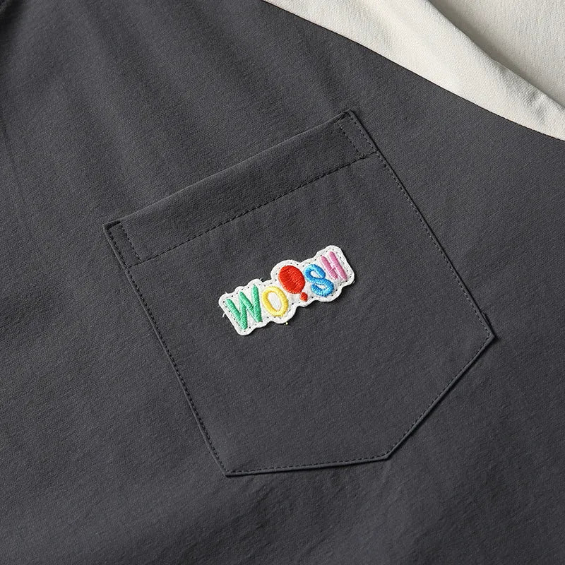 Dark grey loose fit raglan sleeve t-shirt with contrast colour details and short sleeves