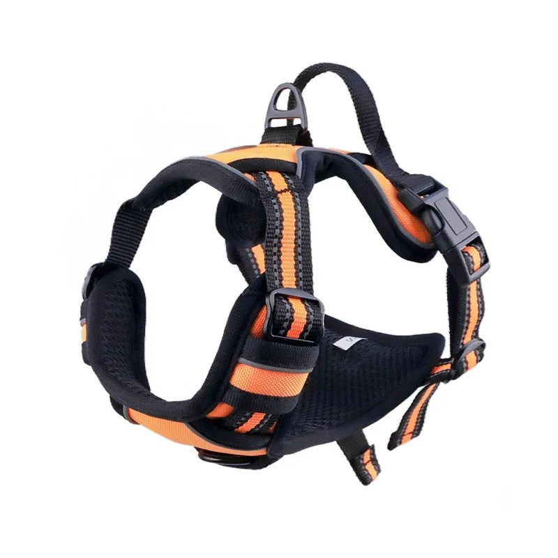 Adjustable Oxford cloth dog chest strap harness in multiple colours with chain ring for lead attachment