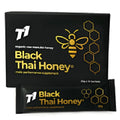 Clear glass 1kg jar filled with dark Black Thai T1 pure honey.