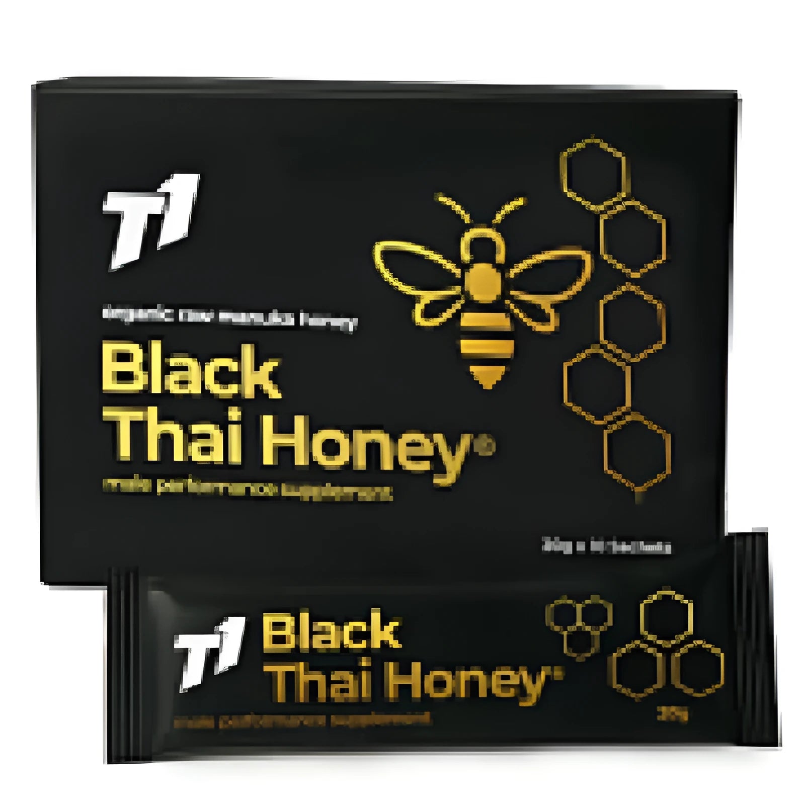 Clear glass 1kg jar filled with dark Black Thai T1 pure honey.