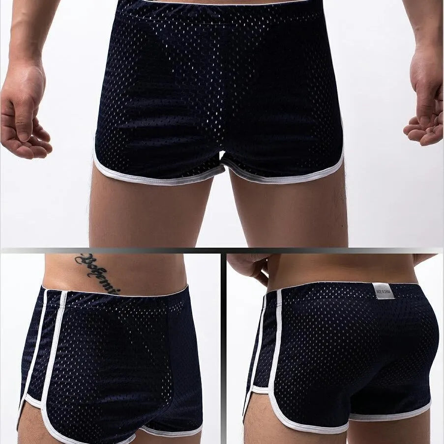 Men's knitted three-point boxers in a cotton nylon blend, shown in a solid colour on a mid-waist fit.