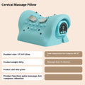 Blue-green portable neck and shoulder massage pillow with EMS and heating functions