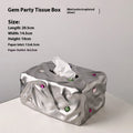 Ceramic tissue box in light luxury style with matte white or silver finish