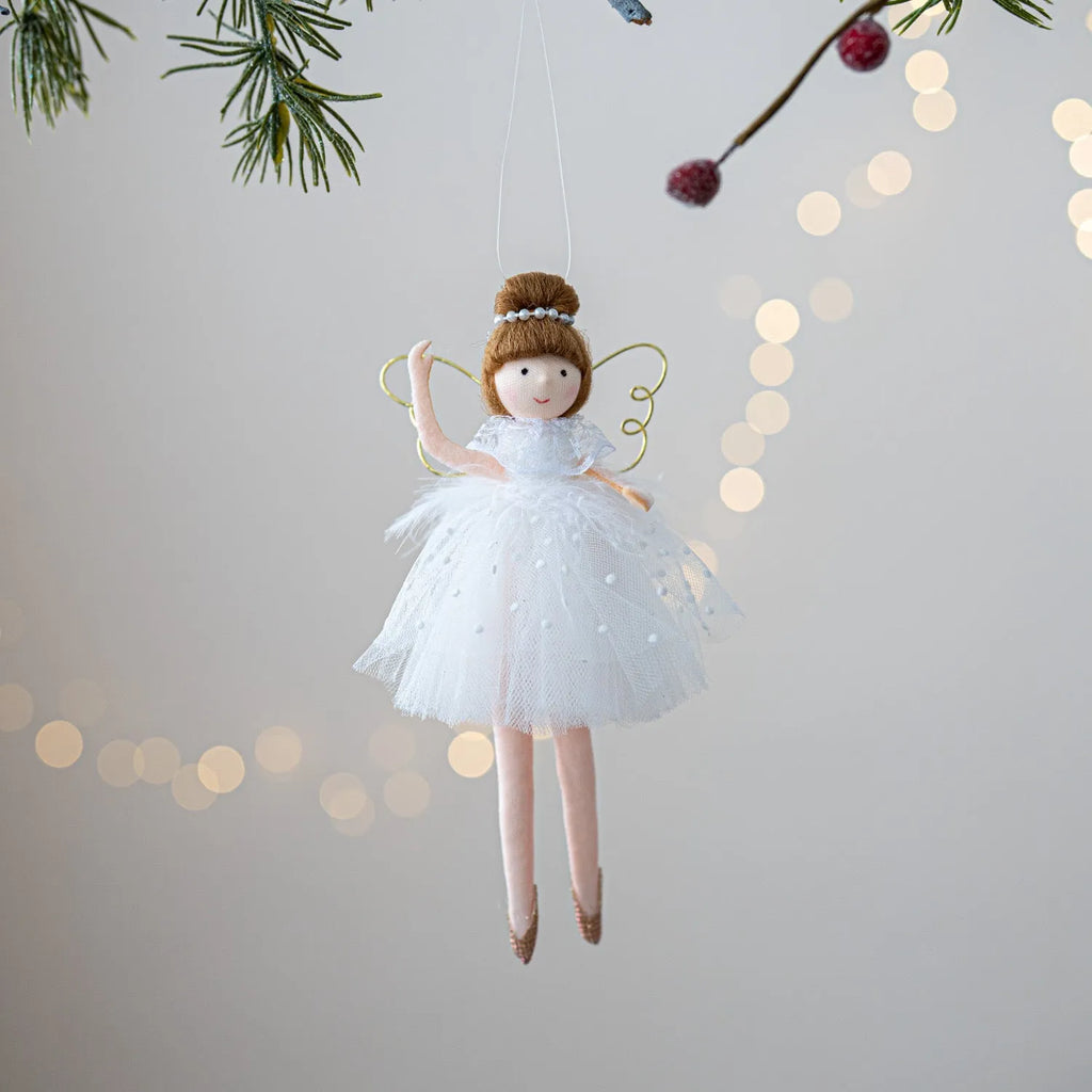 Pink and white cloth ballet girl angel plush doll pendant for decorative hanging