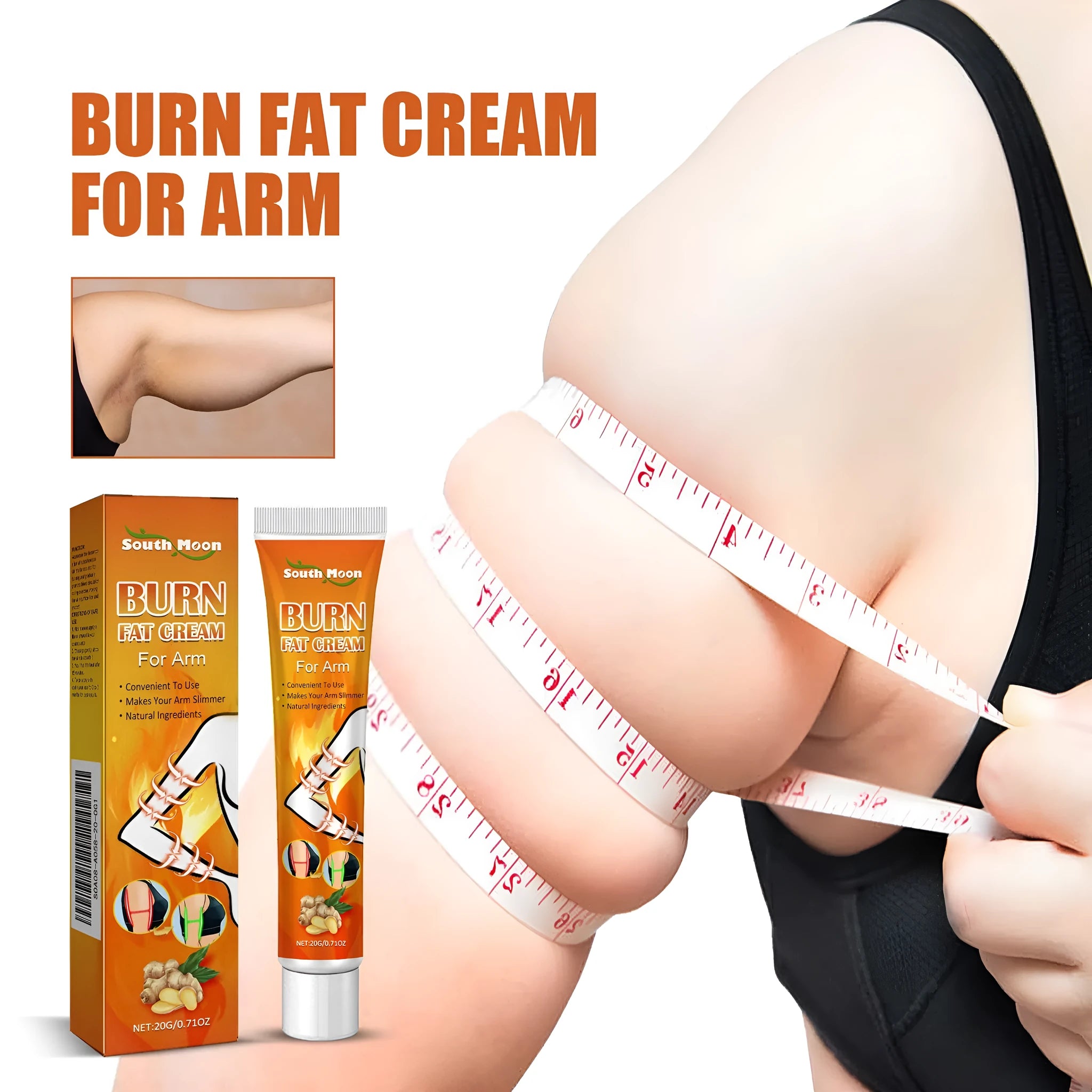 A 20g tube of herbal body care cream for arm firming and massage, measuring 12.5cm long.