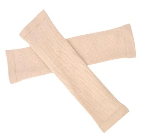 Arm and leg sleeves slimming shaper in black colour, showing wave pattern design on inner surface