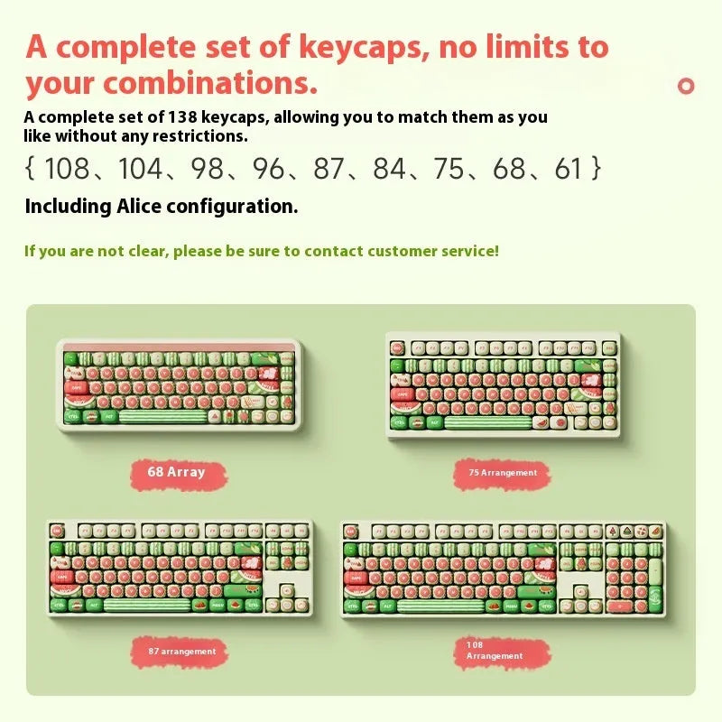 Watermelon theme mechanical keyboard key caps with blue colour and summer design on PBT plastic