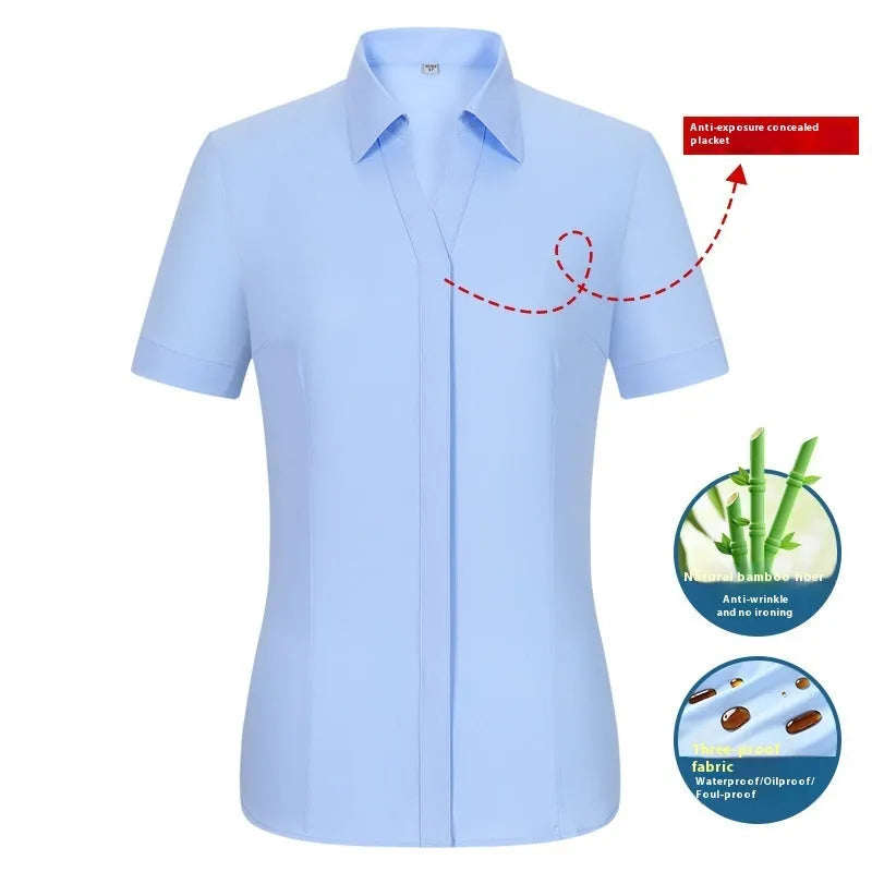 Men's slim fit waterproof bamboo business shirt with square collar in solid colour