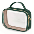Transparent PVC lipstick storage wash bag with chain handle in leopard print colour