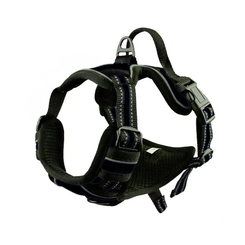 Adjustable Oxford cloth dog chest strap harness in multiple colours with chain ring for lead attachment