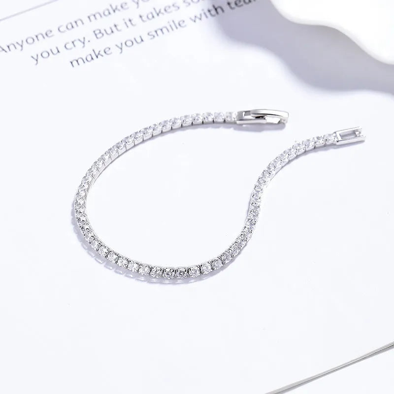 925 sterling silver full diamond bracelet with pave elements on white background