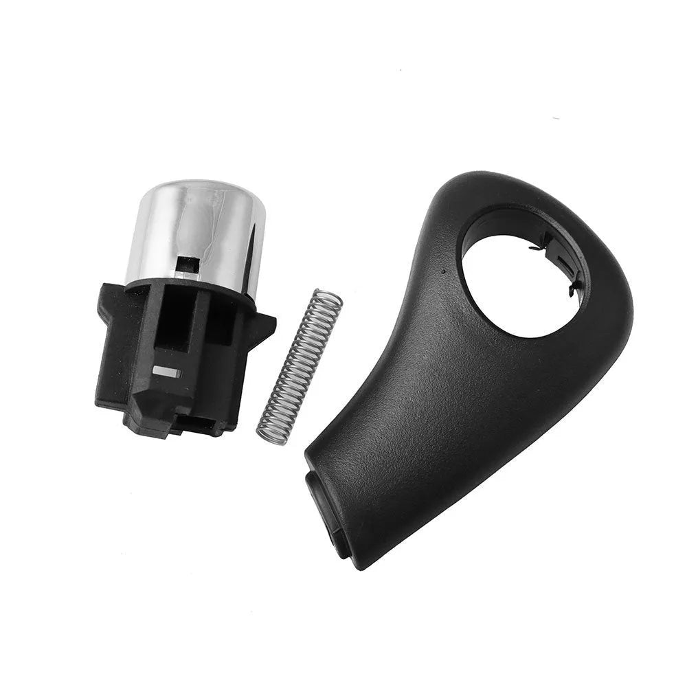 Black ABS plastic shift button, spring, and side panel kit for Honda Accord 2003-2005.