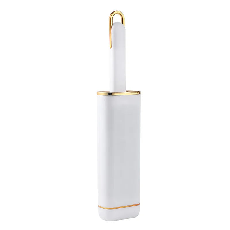 Reusable pet hair remover brush with double-sided head for clothes and furniture.