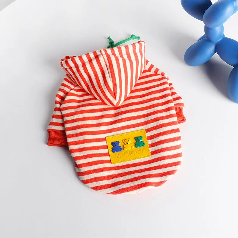 Orange cotton hooded dog sweater for small to extra large dogs Japanese Korean style