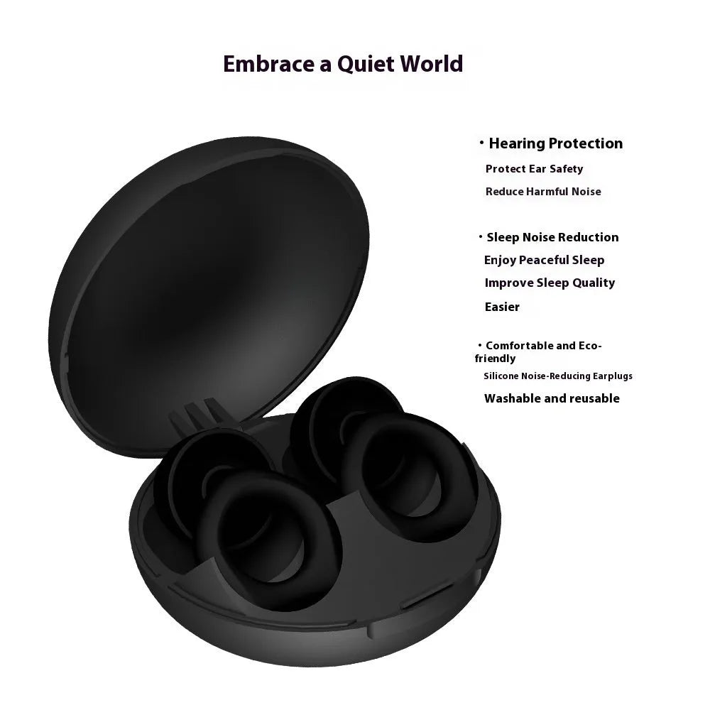 Super anti-noise silicone soundproof earplugs in black, blue, green, purple, white, OPP packaging