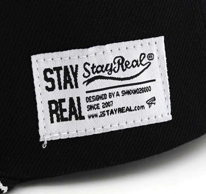Letter embroidered cotton baseball hat with adjustable strap in SR White colour
