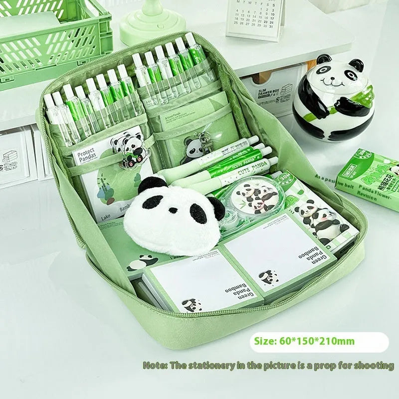 Green 12-layer canvas pencil case with layered storage compartments for pens and pencils, Korean style